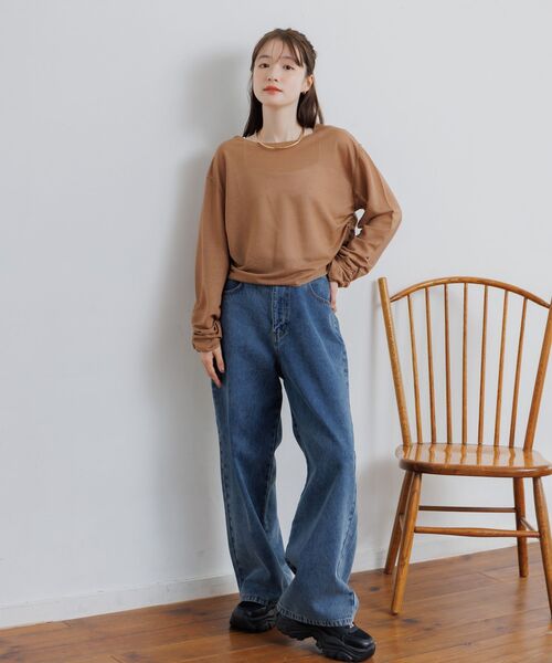 RETRO GIRL(レトロガール)の「サイドドロストラッセルCT(Tシャツ/カットソー・レディース・ブラウン/オフホワイト/ブラック・FREE)」の22枚目の写真
