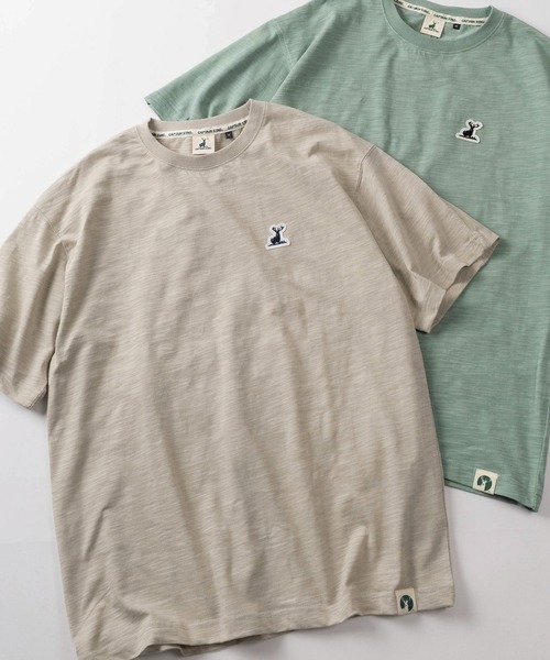 CAPTAIN STAG(キャプテンスタッグ)の「【76】【CAPTAIN STAG/キャプテンスタッグ】ワンポイントワッペン スラブ クルーネック Tシャツ/ユニセックス/レディース/メンズ(Tシャツ/カットソー・メンズ・ベージュ/ライトグリーン/ホワイト/ライトブルー・L/M)」の3枚目の写真