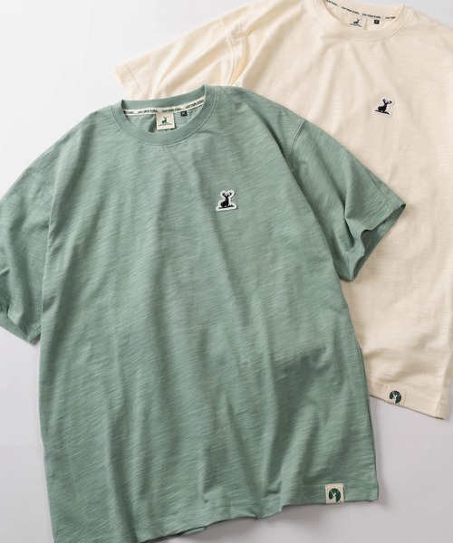 CAPTAIN STAG(キャプテンスタッグ)の「【76】【CAPTAIN STAG/キャプテンスタッグ】ワンポイントワッペン スラブ クルーネック Tシャツ/ユニセックス/レディース/メンズ(Tシャツ/カットソー・メンズ・ベージュ/ライトグリーン/ホワイト/ライトブルー・L/M)」の4枚目の写真