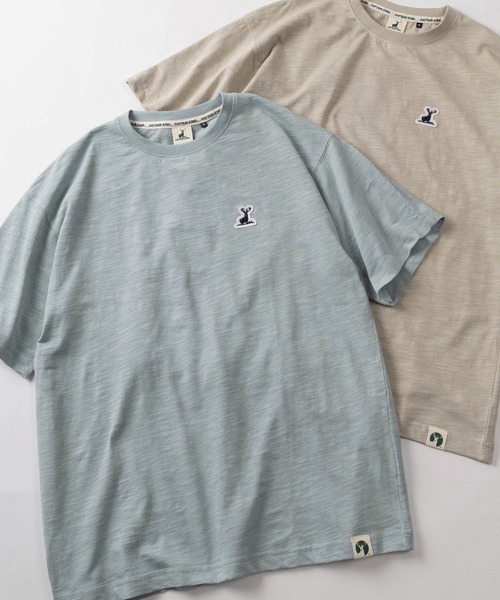 CAPTAIN STAG(キャプテンスタッグ)の「【76】【CAPTAIN STAG/キャプテンスタッグ】ワンポイントワッペン スラブ クルーネック Tシャツ/ユニセックス/レディース/メンズ(Tシャツ/カットソー・メンズ・ベージュ/ライトグリーン/ホワイト/ライトブルー・L/M)」の1枚目の写真