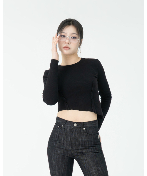 PHOS333(フォースサンサンサン)の「W Diagonal Long Sleeved/Black(Tシャツ/カットソー・レディース・その他・FREE)」の7枚目の写真