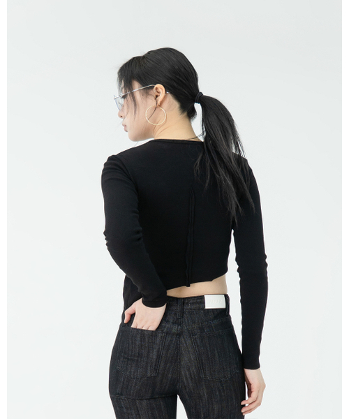 PHOS333(フォースサンサンサン)の「W Diagonal Long Sleeved/Black(Tシャツ/カットソー・レディース・その他・FREE)」の6枚目の写真