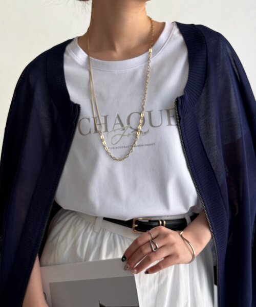 Chez toi(シェトワ)の「機能素材ロゴT(Tシャツ/カットソー・レディース・ブラック/グレイッシュベージュ/オフホワイト/ブラック系その他・FREE)」の1枚目の写真