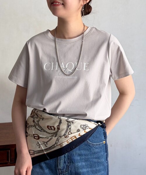 Chez toi(シェトワ)の「機能素材ロゴT(Tシャツ/カットソー・レディース・ブラック/グレイッシュベージュ/オフホワイト/ブラック系その他・FREE)」の20枚目の写真