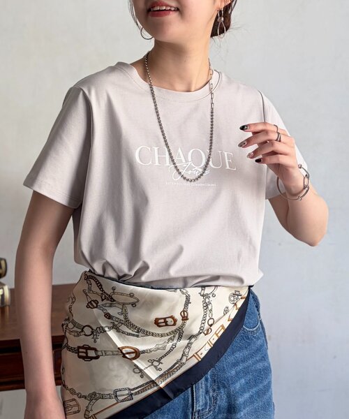 Chez toi(シェトワ)の「機能素材ロゴT(Tシャツ/カットソー・レディース・ブラック/グレイッシュベージュ/オフホワイト/ブラック系その他・FREE)」の19枚目の写真