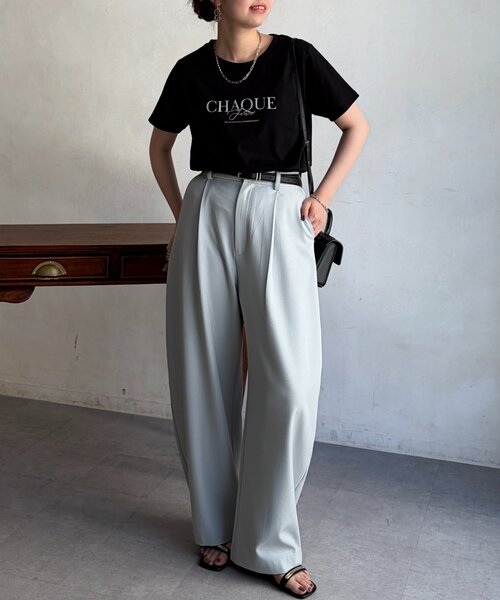 Chez toi(シェトワ)の「機能素材ロゴT(Tシャツ/カットソー・レディース・ブラック/グレイッシュベージュ/オフホワイト/ブラック系その他・FREE)」の8枚目の写真