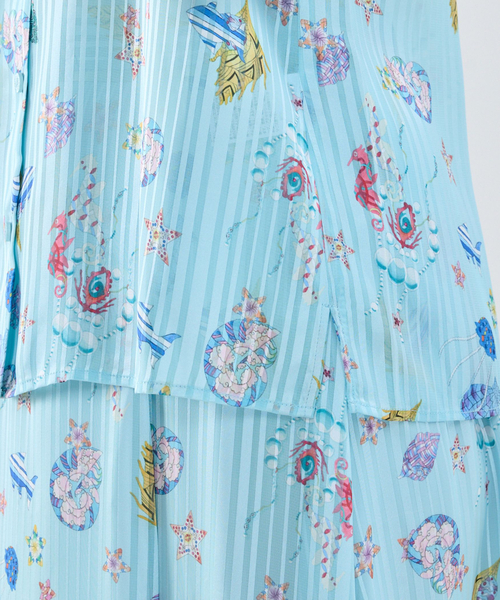 NARACAMICIE(ナラカミーチェ)の「【NARACAMICIE】GENIUS SEA柄フリル半袖ブラウス(シャツ/ブラウス・レディース・ホワイト/ピンク/グリーン・M/L/XL)」の7枚目の写真