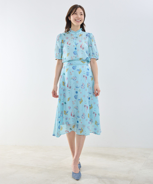 NARACAMICIE(ナラカミーチェ)の「【NARACAMICIE】GENIUS SEA柄フリル半袖ブラウス(シャツ/ブラウス・レディース・ホワイト/ピンク/グリーン・M/L/XL)」の8枚目の写真