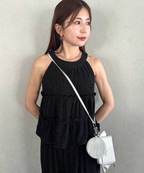 MYMOOD.(マイムード)の「スタイルアップ効果も◎ティアードクロップドトップス×イージーパンツSET 楽々セットアップ(セットアップ・レディース・ベージュ/ブラック/アイボリー・FREE)」の22枚目の写真