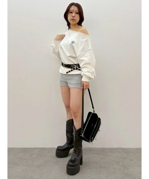 EVRIS（エヴリス）の「ワンショルダースウェットトップス（スウェット・レディース・グレー/ホワイト・FREE）」の5枚目の写真