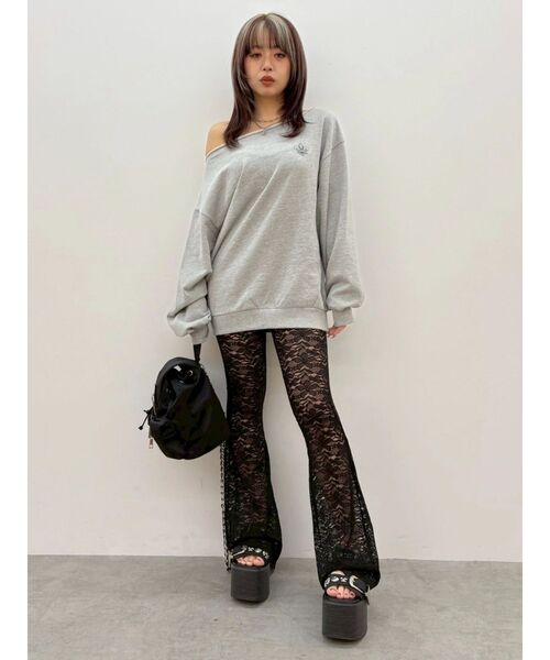 EVRIS（エヴリス）の「ワンショルダースウェットトップス（スウェット・レディース・グレー/ホワイト・FREE）」の13枚目の写真