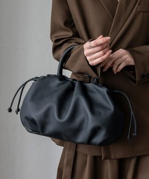 本革巾着2WAYバッグ ギャザーバッグ