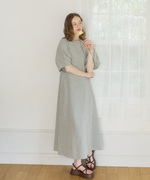 OLUN(オルン)の「2way cocoon sleeve check onepiece/2wayコクーンチェックワンピース(ワンピース・レディース・ホワイト系その他/ブラック系その他・SMALL/FREE/X-SMALL)」の15枚目の写真