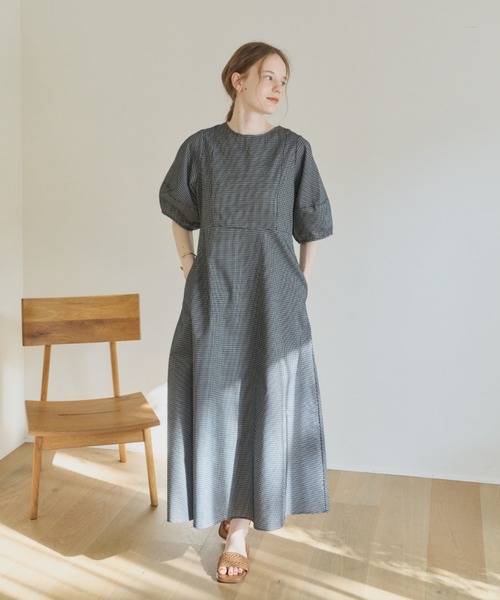 OLUN(オルン)の「2way cocoon sleeve check onepiece/2wayコクーンチェックワンピース(ワンピース・レディース・ホワイト系その他/ブラック系その他・SMALL/FREE/X-SMALL)」の5枚目の写真