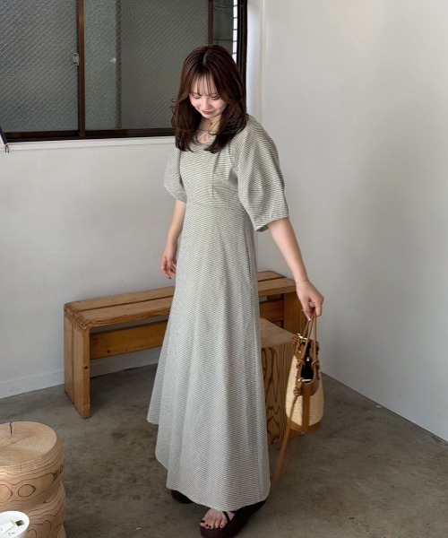 OLUN(オルン)の「2way cocoon sleeve check onepiece/2wayコクーンチェックワンピース(ワンピース・レディース・ホワイト系その他/ブラック系その他・SMALL/FREE/X-SMALL)」の10枚目の写真