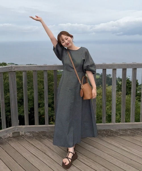 OLUN(オルン)の「2way cocoon sleeve check onepiece/2wayコクーンチェックワンピース(ワンピース・レディース・ホワイト系その他/ブラック系その他・SMALL/FREE/X-SMALL)」の12枚目の写真