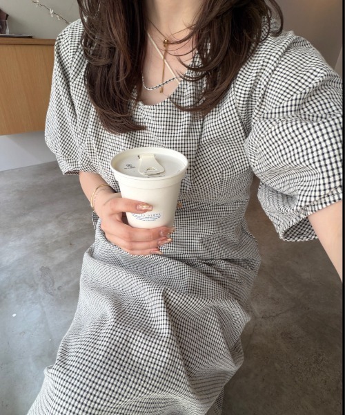 OLUN(オルン)の「2way cocoon sleeve check onepiece/2wayコクーンチェックワンピース(ワンピース・レディース・ホワイト系その他/ブラック系その他・SMALL/FREE/X-SMALL)」の11枚目の写真