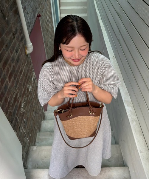 OLUN(オルン)の「2way cocoon sleeve check onepiece/2wayコクーンチェックワンピース(ワンピース・レディース・ホワイト系その他/ブラック系その他・SMALL/FREE/X-SMALL)」の8枚目の写真
