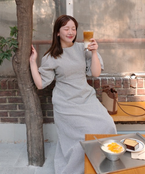 OLUN(オルン)の「2way cocoon sleeve check onepiece/2wayコクーンチェックワンピース(ワンピース・レディース・ホワイト系その他/ブラック系その他・SMALL/FREE/X-SMALL)」の9枚目の写真