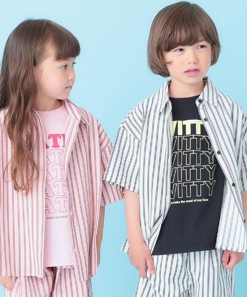 SHOO・LA・RUE(シューラルー)の「【セットアップ可能/親子リンク】サッカーストライプシャツ(シャツ/ブラウス・キッズ・ホワイト系5/ピンク系3・11/12/13/14)」の16枚目の写真