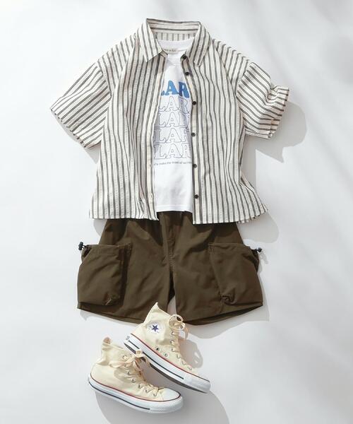 SHOO・LA・RUE(シューラルー)の「【セットアップ可能/親子リンク】サッカーストライプシャツ(シャツ/ブラウス・キッズ・ホワイト系5/ピンク系3・11/12/13/14)」の8枚目の写真