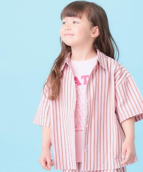 SHOO・LA・RUE(シューラルー)の「【セットアップ可能/親子リンク】サッカーストライプシャツ(シャツ/ブラウス・キッズ・ホワイト系5/ピンク系3・11/12/13/14)」の7枚目の写真