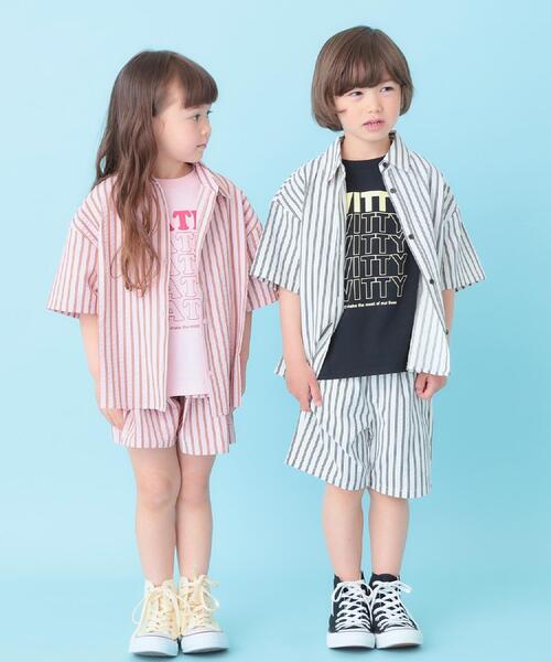 SHOO・LA・RUE(シューラルー)の「【セットアップ可能/親子リンク】サッカーストライプシャツ(シャツ/ブラウス・キッズ・ホワイト系5/ピンク系3・11/12/13/14)」の6枚目の写真
