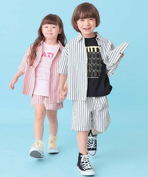 SHOO・LA・RUE(シューラルー)の「【セットアップ可能/親子リンク】サッカーストライプシャツ(シャツ/ブラウス・キッズ・ホワイト系5/ピンク系3・11/12/13/14)」の5枚目の写真