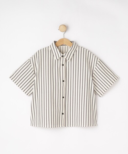 SHOO・LA・RUE(シューラルー)の「【セットアップ可能/親子リンク】サッカーストライプシャツ(シャツ/ブラウス・キッズ・ホワイト系5/ピンク系3・11/12/13/14)」の3枚目の写真