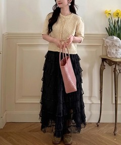 スカート AmeriVINTAGE BLACK TULLE RAFFLE SKIRT BLACK TULLE RAFFLE SKIRT（スカート）｜Ameri（アメリ）の