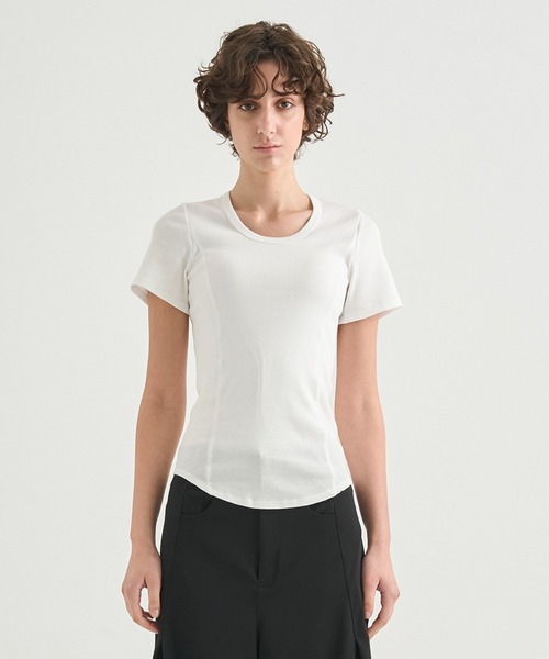 CITY TOKYO(シティトウキョウ)の「【CITY TOKYO/シティートウキョウ】Rib U Neck T/リブUネックTシャツ(Tシャツ/カットソー・レディース・ブラック/ホワイト/ブラウン・FREE)」の7枚目の写真