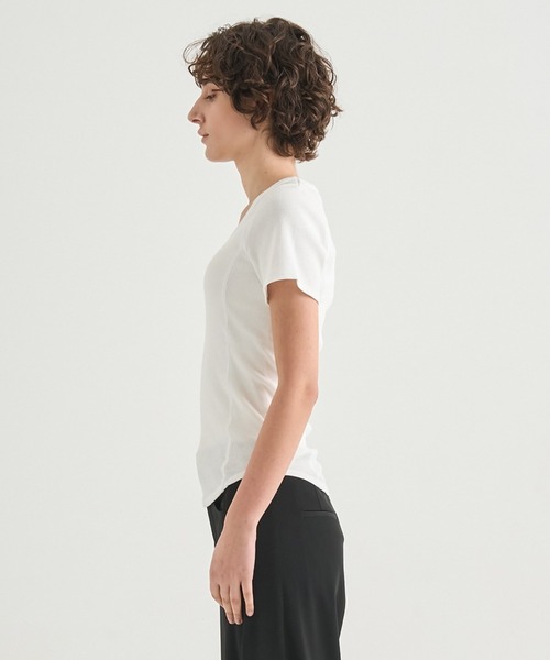 CITY TOKYO(シティトウキョウ)の「【CITY TOKYO/シティートウキョウ】Rib U Neck T/リブUネックTシャツ(Tシャツ/カットソー・レディース・ブラック/ホワイト/ブラウン・FREE)」の8枚目の写真