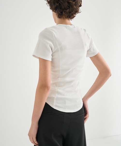 CITY TOKYO(シティトウキョウ)の「【CITY TOKYO/シティートウキョウ】Rib U Neck T/リブUネックTシャツ(Tシャツ/カットソー・レディース・ブラック/ホワイト/ブラウン・FREE)」の5枚目の写真