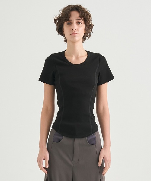 CITY TOKYO(シティトウキョウ)の「【CITY TOKYO/シティートウキョウ】Rib U Neck T/リブUネックTシャツ(Tシャツ/カットソー・レディース・ブラック/ホワイト/ブラウン・FREE)」の12枚目の写真