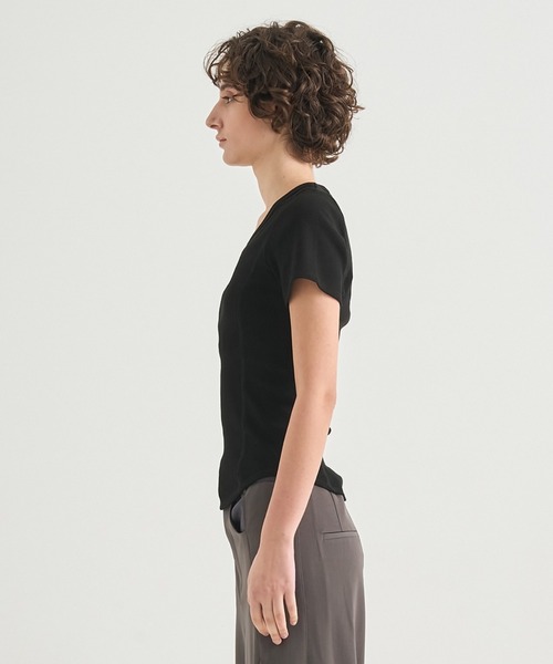 CITY TOKYO(シティトウキョウ)の「【CITY TOKYO/シティートウキョウ】Rib U Neck T/リブUネックTシャツ(Tシャツ/カットソー・レディース・ブラック/ホワイト/ブラウン・FREE)」の13枚目の写真