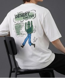 デザートカクタス バックプリントTシャツ／ワンポイント刺繍 半袖ルーズT