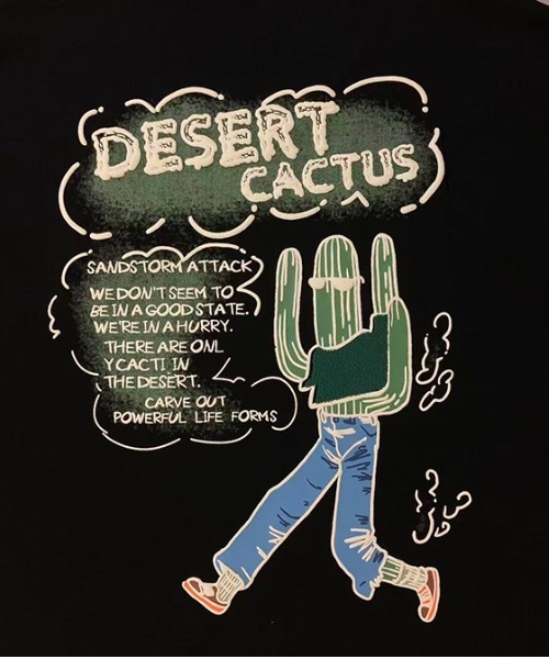 revertical（リバーティカル）の「デザートカクタス バックプリントTシャツ／ワンポイント刺繍 半袖ルーズT（Tシャツ/カットソー・メンズ・ホワイト/ブラック/オレンジ・LARGE/MEDIUM）」の9枚目の写真