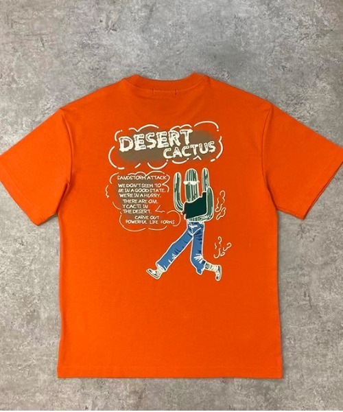 revertical（リバーティカル）の「デザートカクタス バックプリントTシャツ／ワンポイント刺繍 半袖ルーズT（Tシャツ/カットソー・メンズ・ホワイト/ブラック/オレンジ・LARGE/MEDIUM）」の10枚目の写真