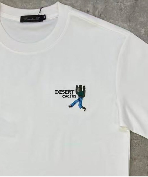 revertical（リバーティカル）の「デザートカクタス バックプリントTシャツ／ワンポイント刺繍 半袖ルーズT（Tシャツ/カットソー・メンズ・ホワイト/ブラック/オレンジ・LARGE/MEDIUM）」の5枚目の写真