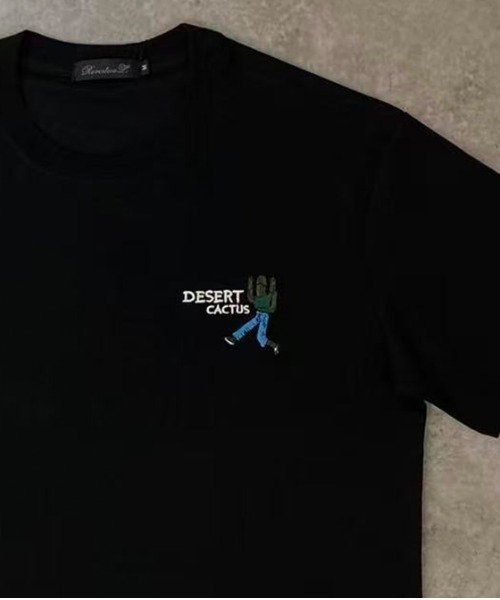 revertical（リバーティカル）の「デザートカクタス バックプリントTシャツ／ワンポイント刺繍 半袖ルーズT（Tシャツ/カットソー・メンズ・ホワイト/ブラック/オレンジ・LARGE/MEDIUM）」の8枚目の写真