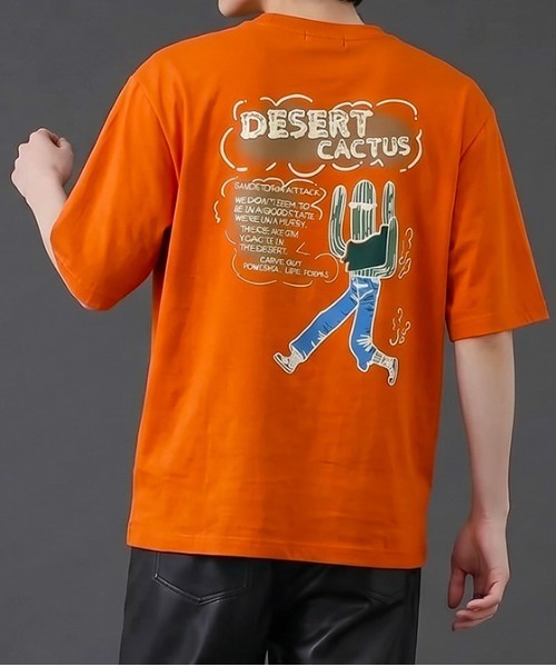 revertical（リバーティカル）の「デザートカクタス バックプリントTシャツ／ワンポイント刺繍 半袖ルーズT（Tシャツ/カットソー・メンズ・ホワイト/ブラック/オレンジ・LARGE/MEDIUM）」の20枚目の写真