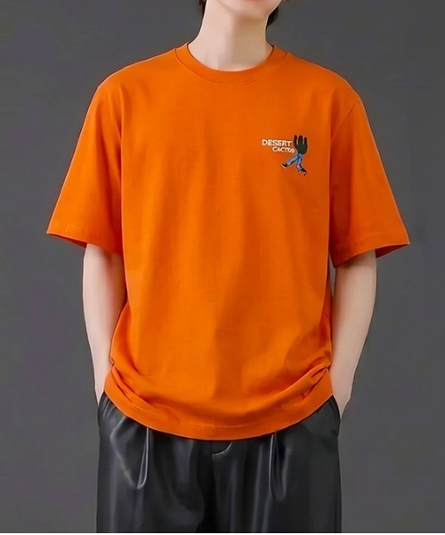 revertical（リバーティカル）の「デザートカクタス バックプリントTシャツ／ワンポイント刺繍 半袖ルーズT（Tシャツ/カットソー・メンズ・ホワイト/ブラック/オレンジ・LARGE/MEDIUM）」の19枚目の写真