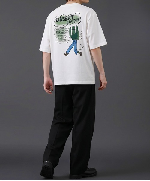 revertical（リバーティカル）の「デザートカクタス バックプリントTシャツ／ワンポイント刺繍 半袖ルーズT（Tシャツ/カットソー・メンズ・ホワイト/ブラック/オレンジ・LARGE/MEDIUM）」の13枚目の写真