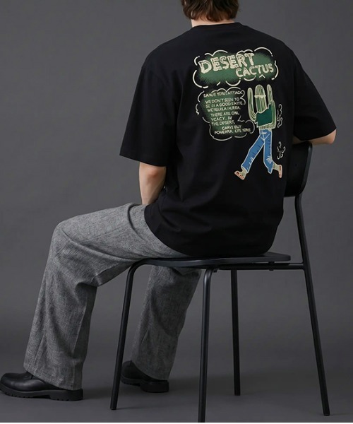 revertical（リバーティカル）の「デザートカクタス バックプリントTシャツ／ワンポイント刺繍 半袖ルーズT（Tシャツ/カットソー・メンズ・ホワイト/ブラック/オレンジ・LARGE/MEDIUM）」の15枚目の写真