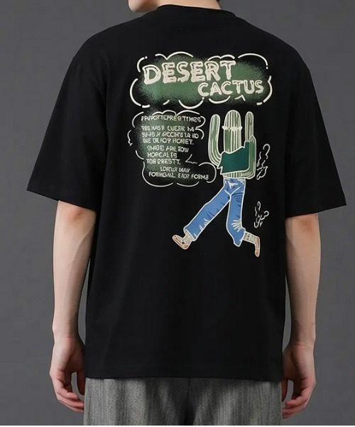 revertical（リバーティカル）の「デザートカクタス バックプリントTシャツ／ワンポイント刺繍 半袖ルーズT（Tシャツ/カットソー・メンズ・ホワイト/ブラック/オレンジ・LARGE/MEDIUM）」の18枚目の写真