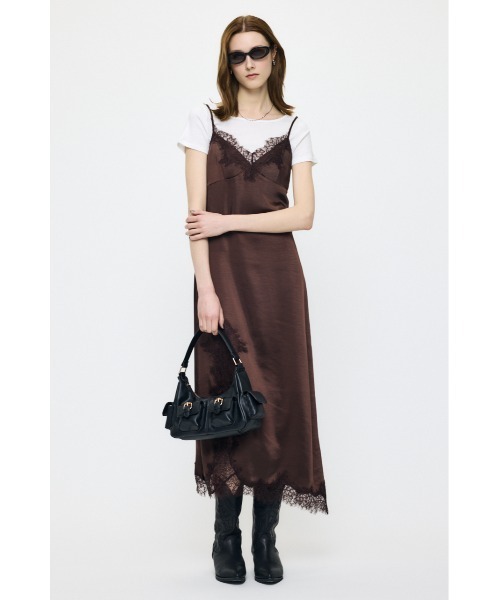 MOUSSY(マウジー)の「LACE SATIN スリップドレス(ワンピース・レディース・ブラウン/ブラック・1/2)」の5枚目の写真