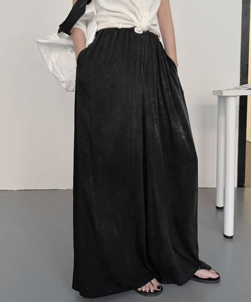 LOWO(ロワ)の「フラワージャガードイージーパンツ ウエストゴム フレア ワイドパンツ リラックスパンツ(その他パンツ・レディース・ブルー/ライトグリーン/グリーン/ブラック/イエロー/ベージュ・FREE)」の1枚目の写真