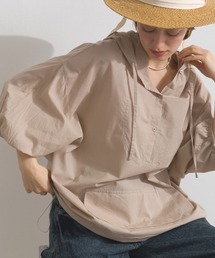 Fizz | コットンキャンブリック　ポケット付きフードヘンリーブラウス(シャツ/ブラウス)