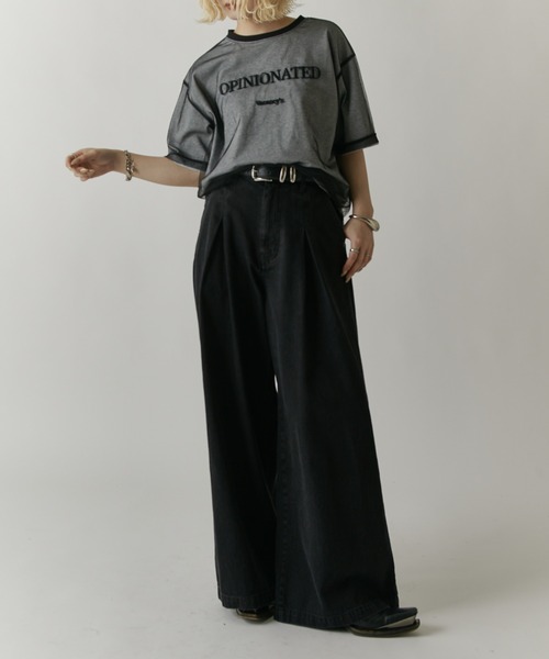 Lui's(ルイス)の「【mi-企画】チュール刺繍レイヤードロゴtee(Tシャツ/カットソー・レディース・グレー/ブラック・FREE)」の5枚目の写真