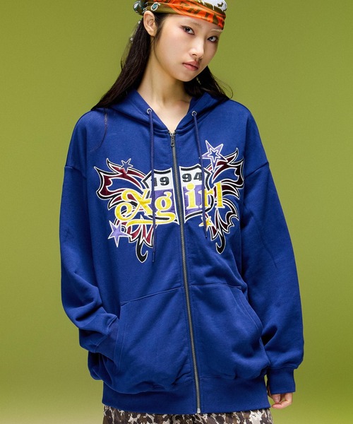 BUTTERFLY EMBLEM ZIP UP SWEAT HOODIE（パーカー）｜X-girl（エックス